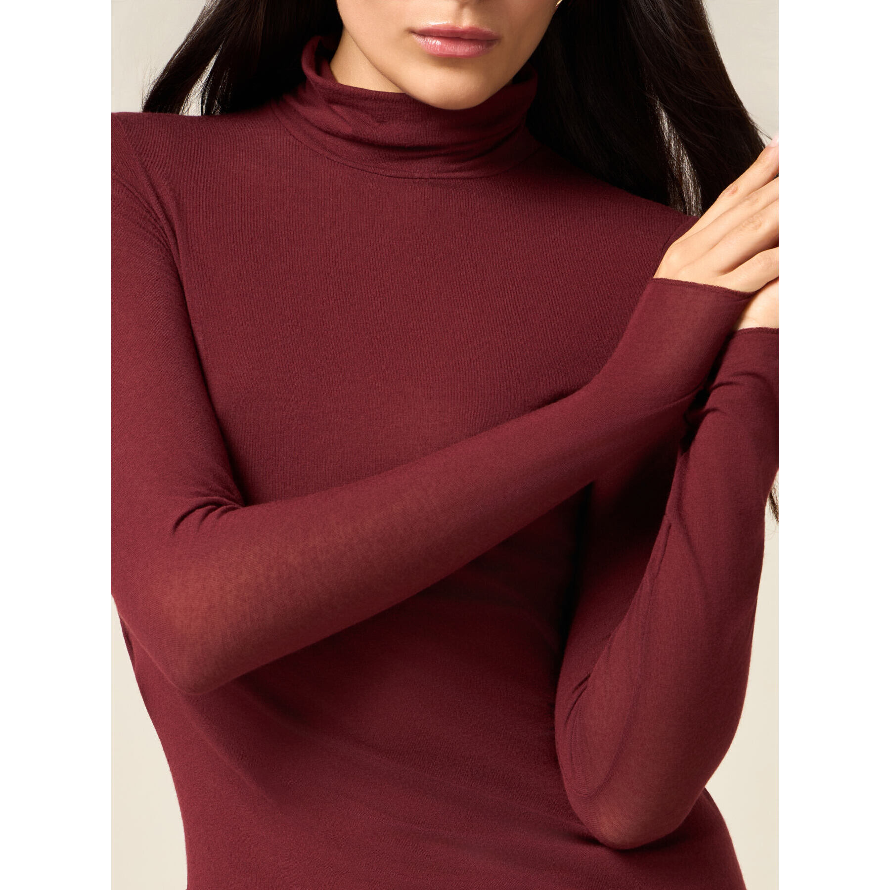 Oltre - T-shirt dolcevita misto modal - Bordeaux