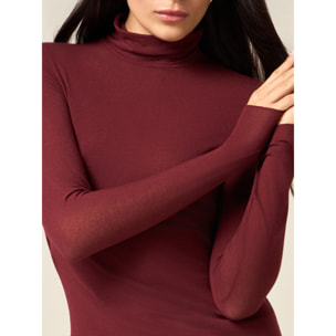 Oltre - T-shirt dolcevita misto modal - Bordeaux