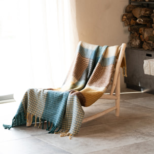 Plaid à carreaux aspect mohair doux - Bleu Paon