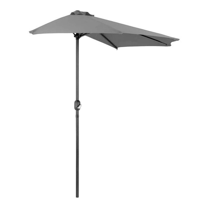 Mezza Luna - Ombrellone a mezza luna con palo centrale da Ø38 mm e telo in poliestere da 180gr/mq con airvent. Ombrellone da balcone o terrazzo grigio L300xP150xH250 cm