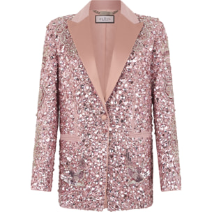 PHILIPP PLEIN Boyfriend's Fit Blazer Butterfly Tattoo Paillettes