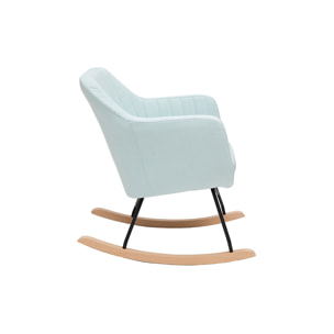 Rocking chair scandinave en tissu menthe à l'eau, métal noir et bois clair ALEYNA