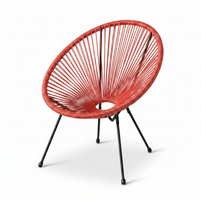 Sedia da giardino in acciaio e vimini sintetico multistring, poltrona outdoor design moderno, resistente a UV e acqua, antiruggine e facile da montare, seduta ergonomica e traspirante, ideale per balcone terrazzo e giardino