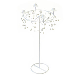 Portacandele in metallo bianco con palline da 4 posti cm32x31h35