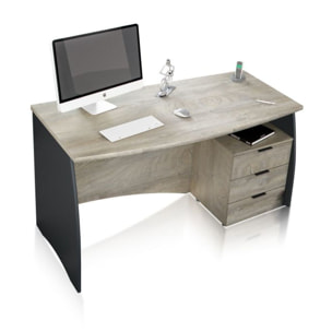 Mesa de escritorio Elan 3 cajones Roble Alaska - Gris Antracita