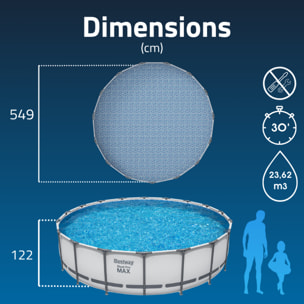 Bestway Piscine hors sol tubulaire ronde Bestway Steel Pro Max 549 x 122 cm gris clair