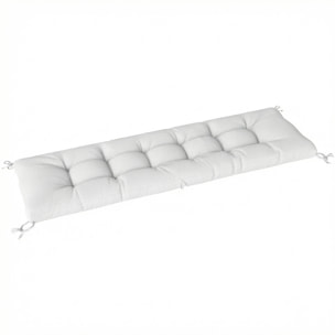 Cojín para Banco Exterior, Cojín para Banco y Tumbona de Jardín con Correas de Sujeción, Protección UV50+, Rebote Lento, para Interior y Exterior, 198x65x13 cm, Crema