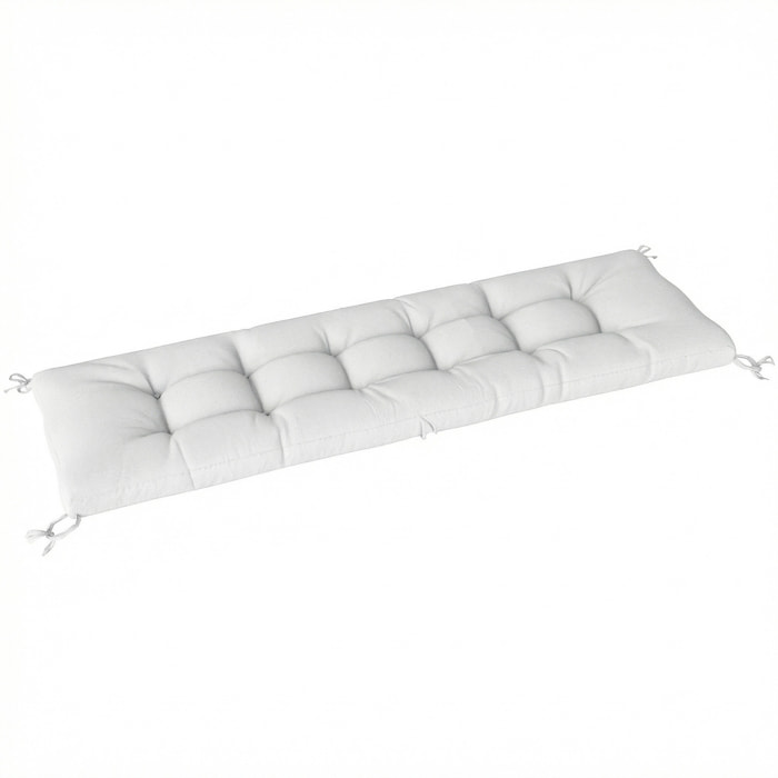 Cojín para Banco Exterior, Cojín para Banco y Tumbona de Jardín con Correas de Sujeción, Protección UV50+, Rebote Lento, para Interior y Exterior, 198x65x13 cm, Crema