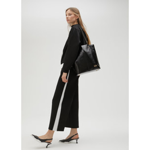 Pantaloni neri dettaglio bianco laterale