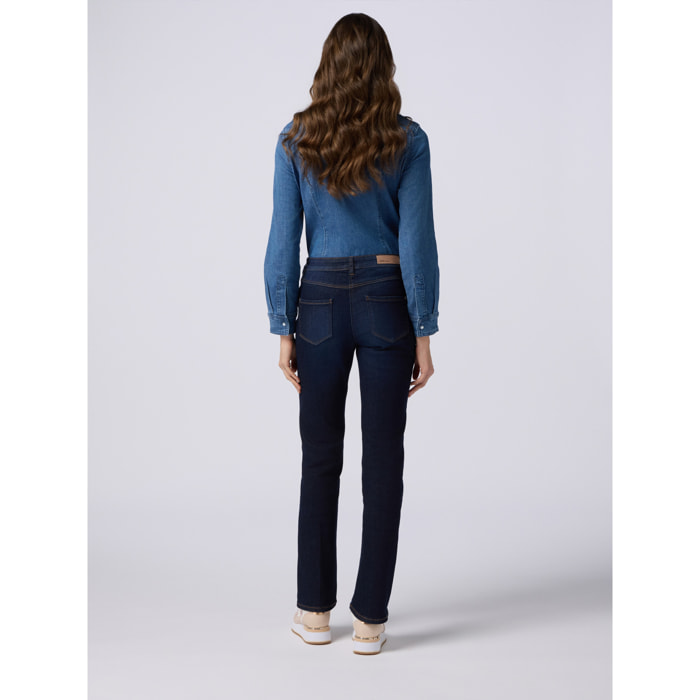 Oltre - Jeans regular blu rinse con bottoni dorati - Blu