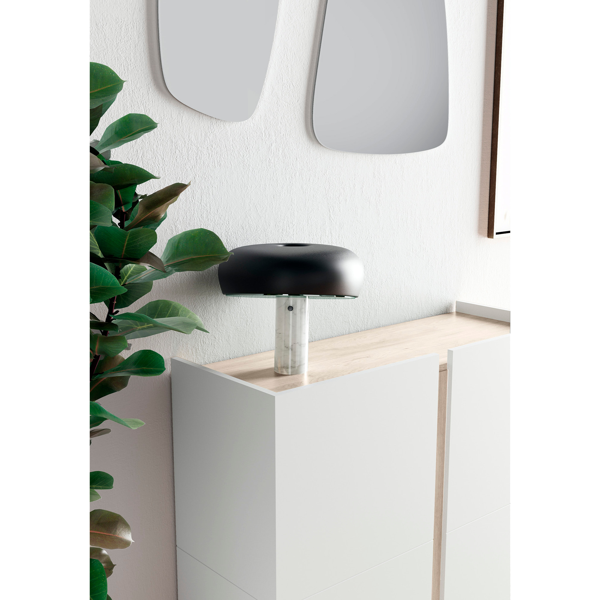 Zapatero Odda melamina blanco detalle roble claro 90x95x35 cm