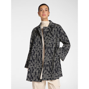 Elena Mirò - Cappotto misto cotone jacquard rigato - Nero