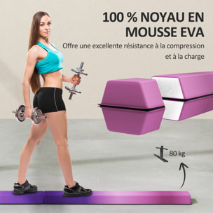 Poutre de gymnastique pliable 236cm fond antidérapant poignée transport violet rose