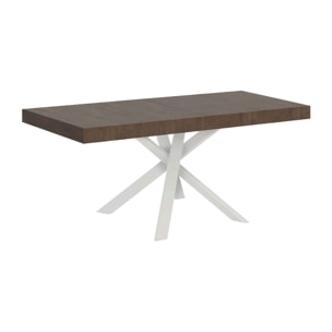 Mesa extensible 90x90/194 cm Clerk Premium tapa Nogal patas Blancas