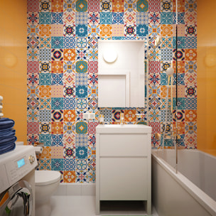 Stickers muraux - Sticker Mural Carrelage adhésif Cuisine Salle de Bain - 60 STICKERS CARRELAGES AZULEJOS LEOPOLDO