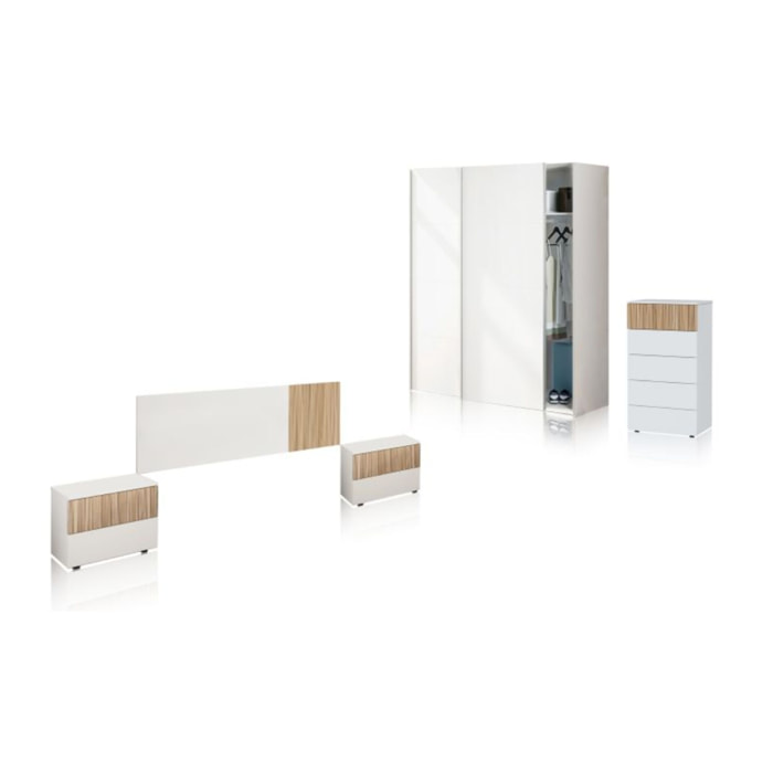 Dormitorio Nitza 5C Plus V1 Blanco Artik (Blanco Mate) - Natur