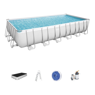Bestway Piscine hors sol - Rectangulaire - Power Steel - Gris clair - 732 x 366 x 132 cm