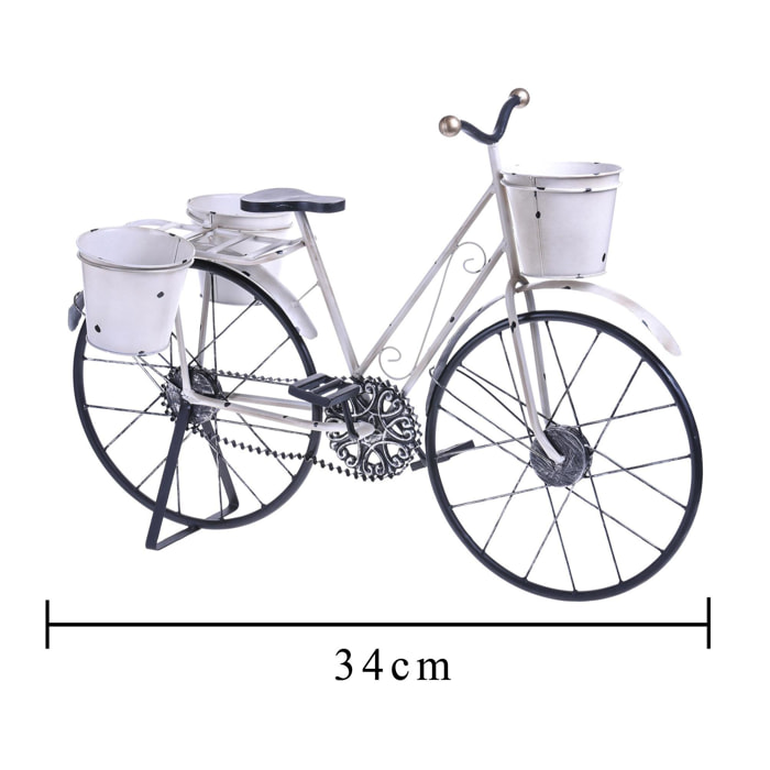 Bicicletta Con Cestini. Larghezza 80 Cm - Pezzi 1 - 80X57X40cm - Colore: Bianco - Bianchi Dino - Decori Casa E Complementi