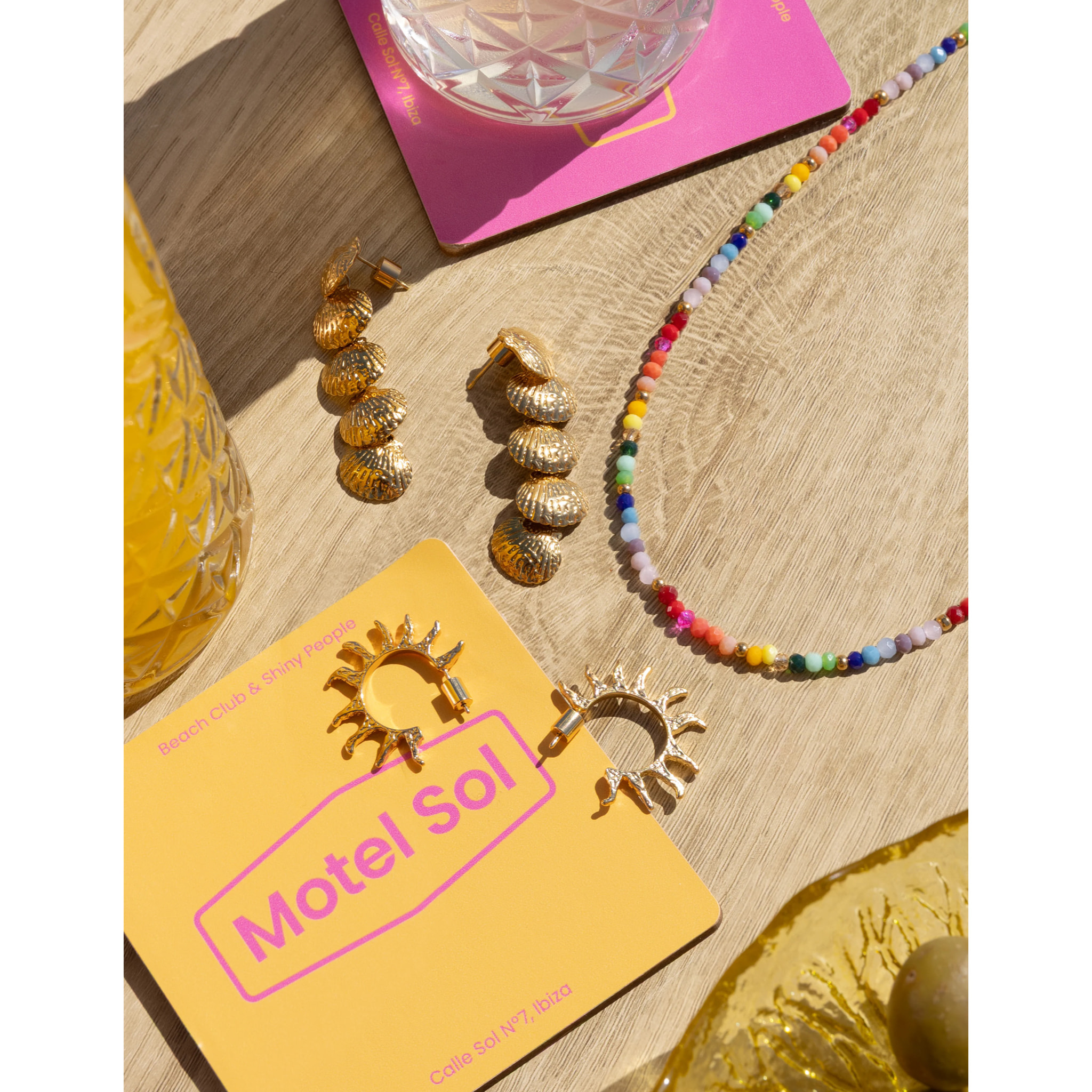 Collar Crystals Rainbow Acero Baño Oro