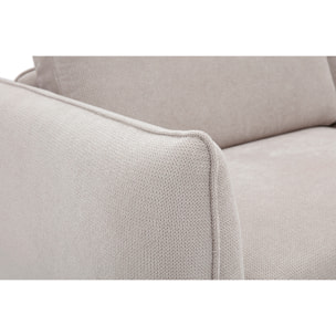 Canapé design 3 places en tissu chenille beige et métal noir TODD