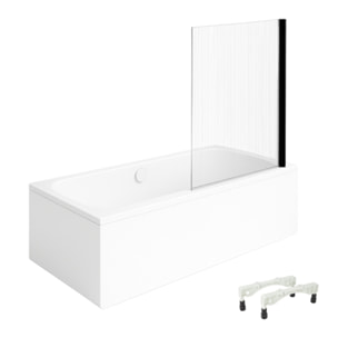 Baignoire droite VILLEROY & BOCH Architectura avec pieds 170 x 75 cm Blanc + Pare bain droite AURYS Raywall Noir mat