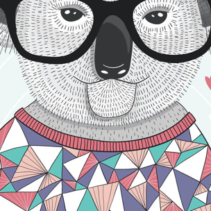 Affiche enfant hipster koala Affiche + cadre en bois - Chêne