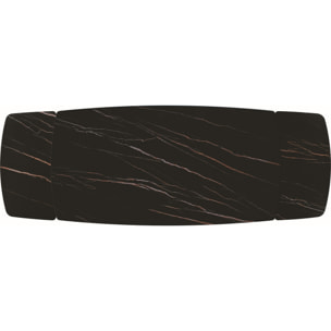 Tavolo FIGARI in vetroceramica matt golden nero con gambe a X in metallo bronzo, allungabile 160x90 cm - 240x90 cm