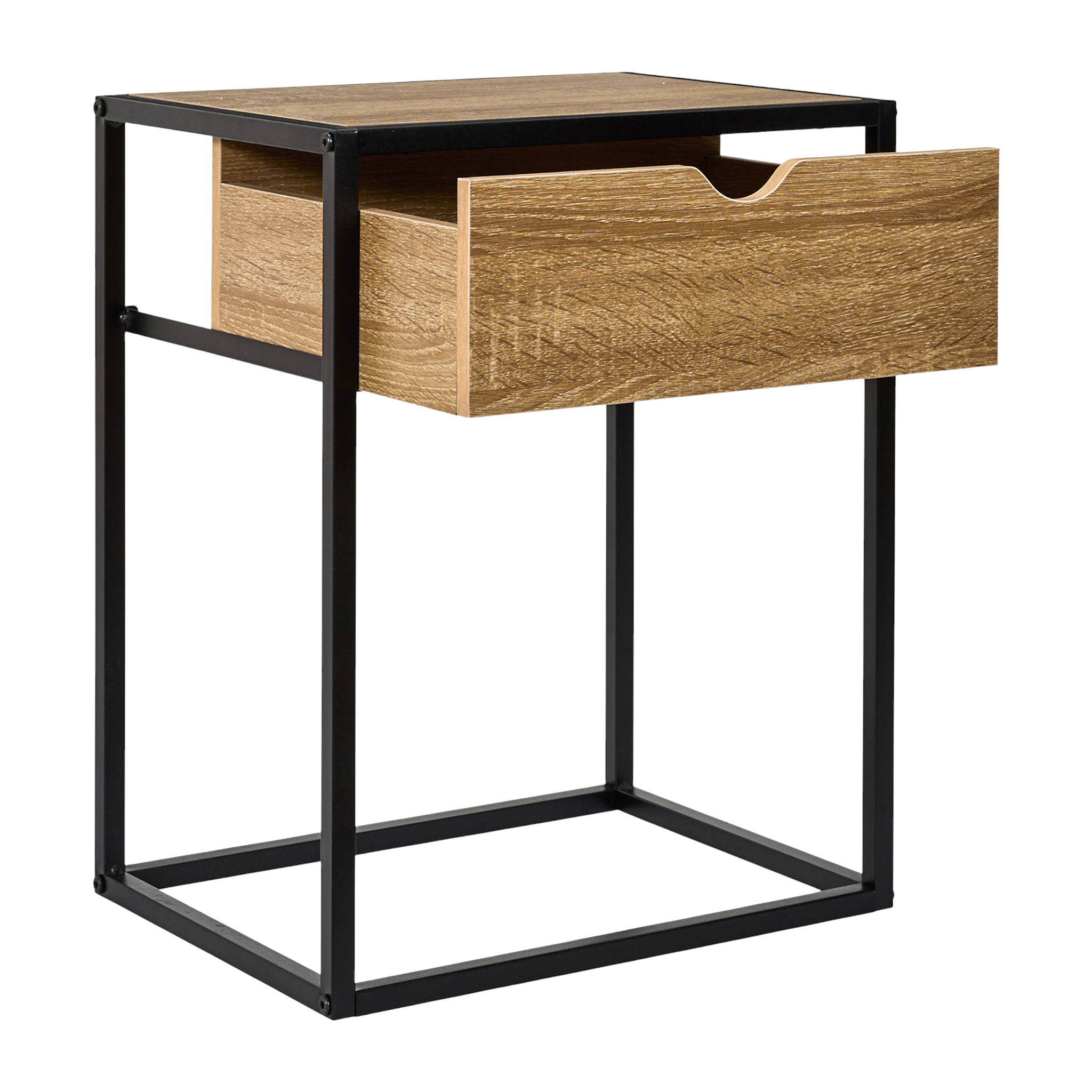 Table de Chevet - HOME DECO FACTORY - Loka - Industriel - Noir et Marron