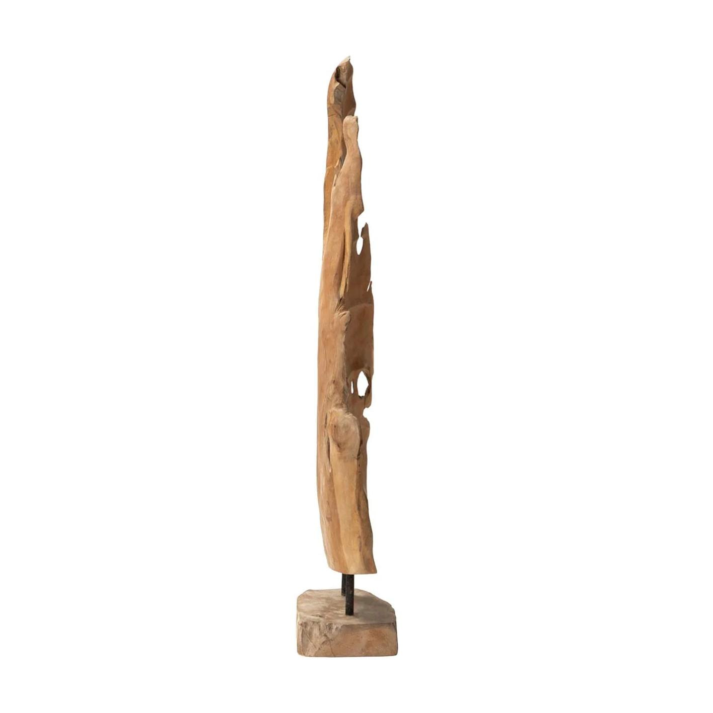 Figura Decorativa Hoja Madera Teka 35x14x85 Cm