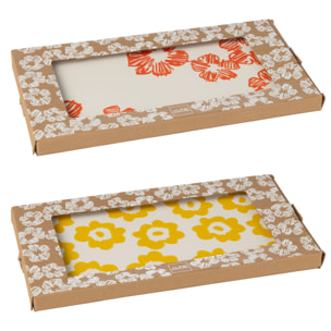J-Line assiette Fleur Rectangle - céramique - mix - 2 pièces