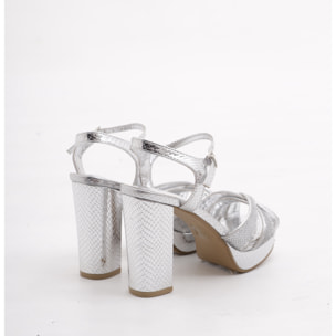 SANDALO PLATEAU PAILLETTES CHOCOLA' ARGENTO