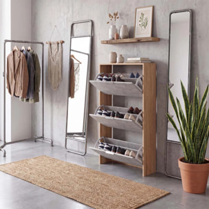 Zapatero de 3 puertas abatibles en roble canadian y gris cemento 60x113 cm Remi Roble Canadian - Gris Cemento