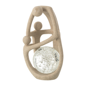 J-Line décoration Couple Boule - polyrésine/cristal - beige