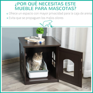 Casa para Gatos de Madera Armario Almacenaje 3 Ventanas Cruzadas 48,7x53,3x53cm