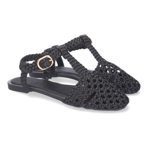 Sandalia Plana de Mujer, Comodas y Elegantes, Diseño Trenzado con Cierre de Hebilla