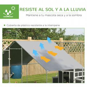 Conjunto de 1 Gallinero de Madera con Ventana Puerta Nido Bandeja Extraíble 147x93,5x89,5 cm y 1 Gallinero para Exterior Grande de Acero Galvanizado 3x4x2 m