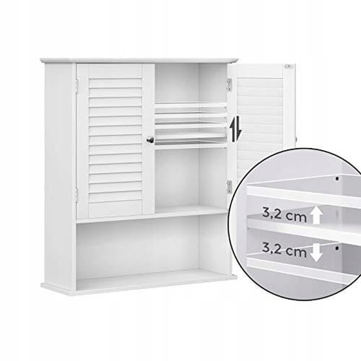 Pensile da bagno bianco BBC27WT con ante a persiana
