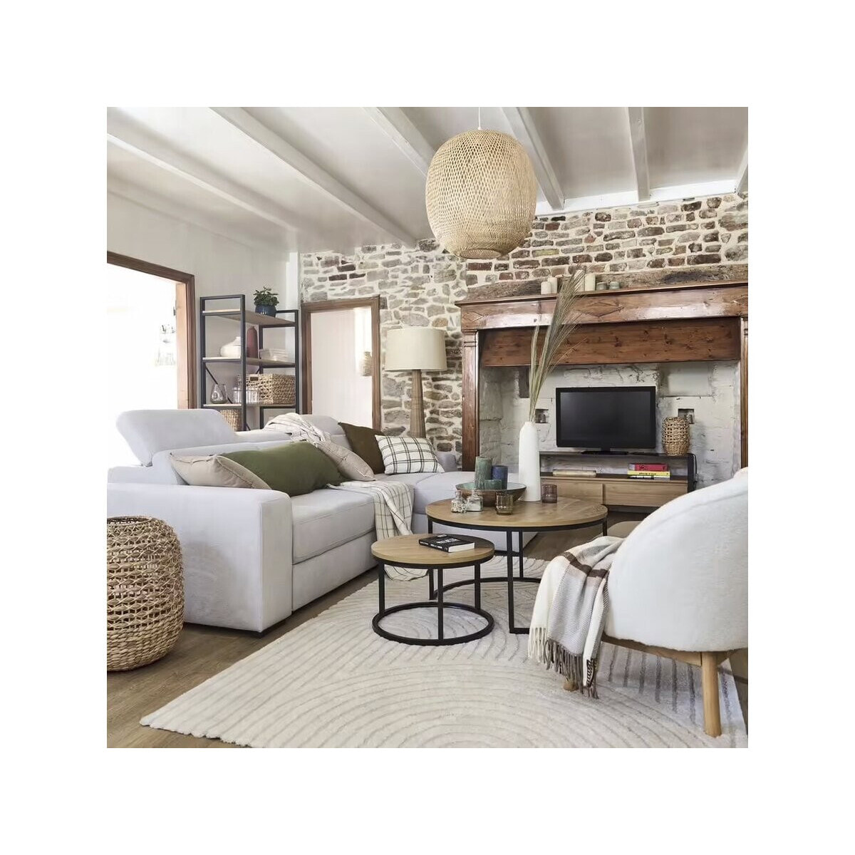 Lot de 2 tables basses gigognes "Wen" - Marron