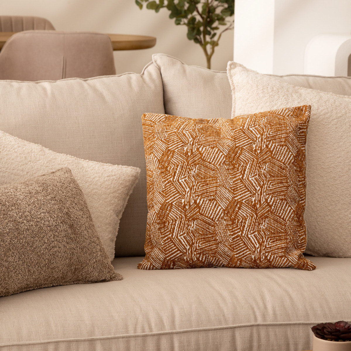 Housse de coussin Jeni chenille marron 40x40cm