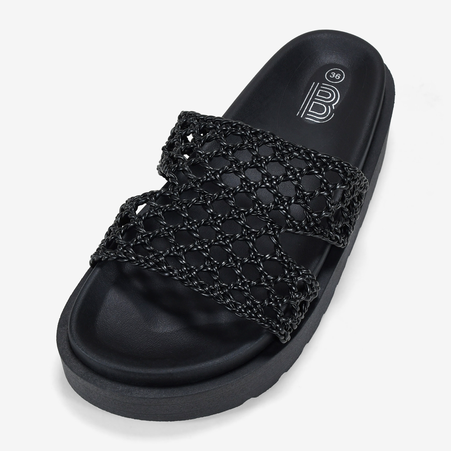 Sandalias de plataforma negras trenzadas