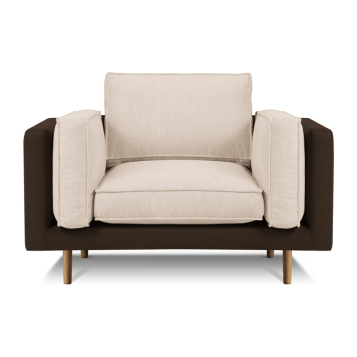 Fauteuil "Christian" imitation cuir beige,marron