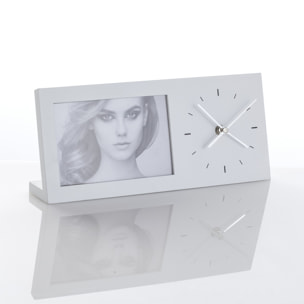 Cadre photo avec horloge Tomasucci LILLY, en MDF, blanc, 29 × 5,5 × 12 cm