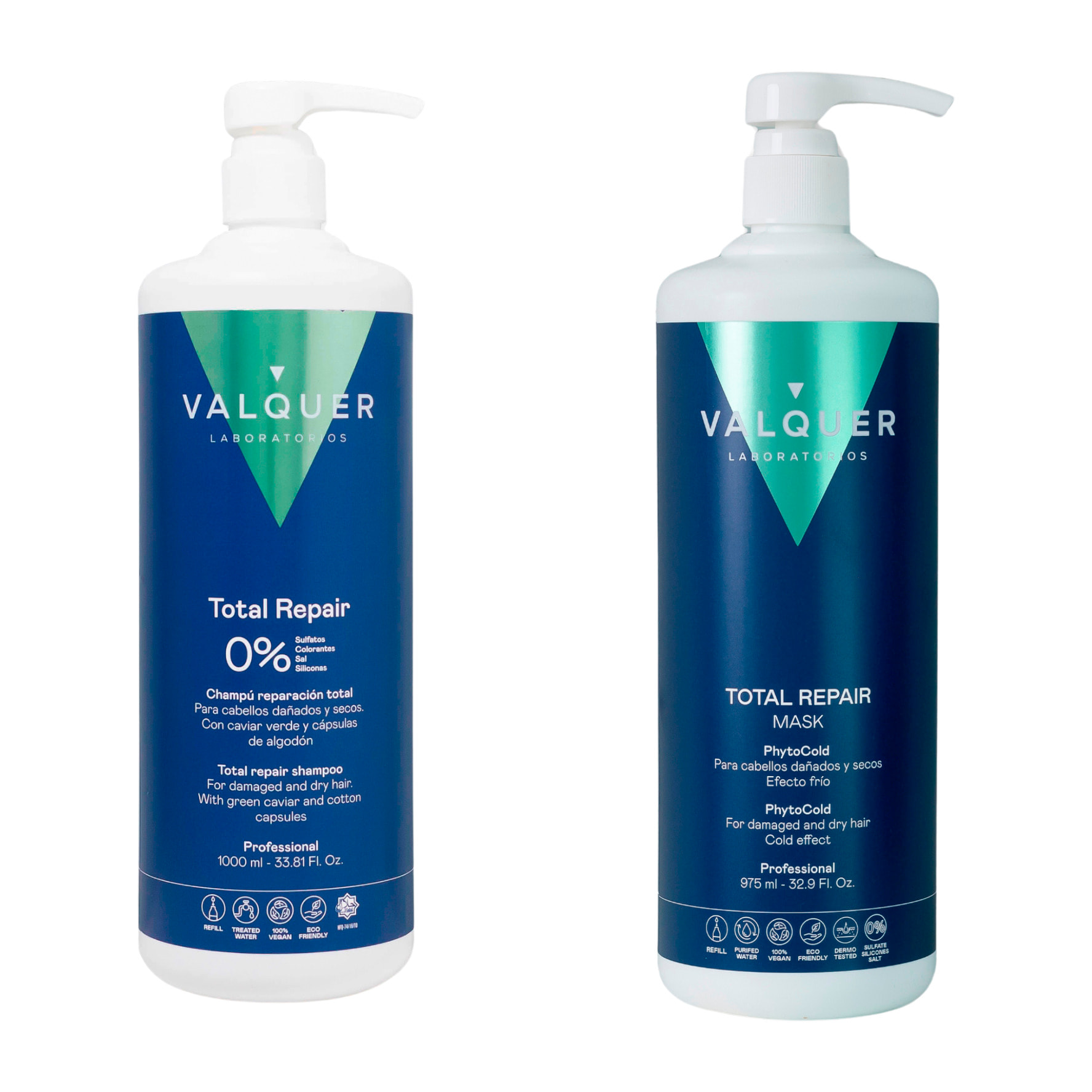 Valquer Pack Reparación total. Champú 1000 ml + Ice Hair Mask 1000 ml