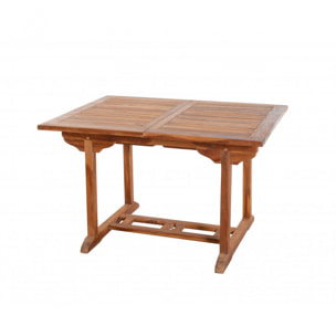 HANNA - SALON DE JARDIN EN BOIS TECK HUILE 4/6 pers : 1 Table rectangulaire extensible 120*180/90 cm et 6 chaises