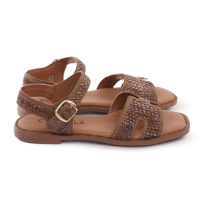 SANDALO H FLAT INTRECCIATO TESTA DI MORO