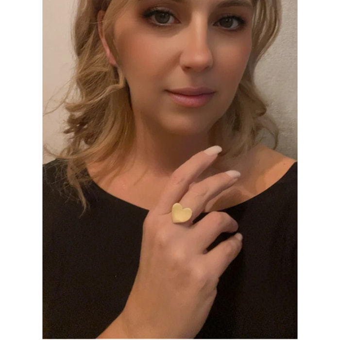 Anillo corazón dorado minimal T-14