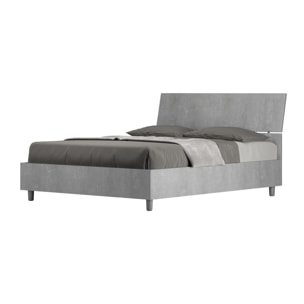 Lit double avec sommier 140x200 tête de lit inclinée gris béton Demas