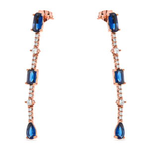Pendientes de Circonita Zafiro acabado en oro amarillo de 18k