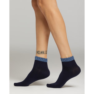 Calza Tosca con bordo in lamè goffrato