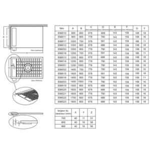 Pack receveur de douche antidérapant 150 x 80 Flight Neus rectangle blanc+Kit d'étanchéité WEDI + Bonde + Capot